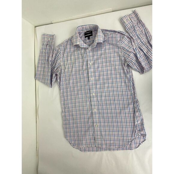 Bonobos Button-Down Shirt Pink and Blue Check Slim Fit Stretch - Size 16 * 36 - Picture 3 of 8